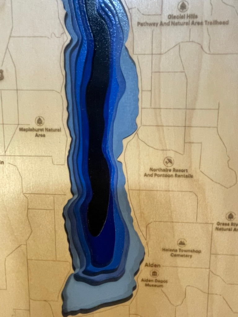Lake Michigan 3D Wood Depth Map | 15" x 18" Framed 6-Layer Bathymetric Art
