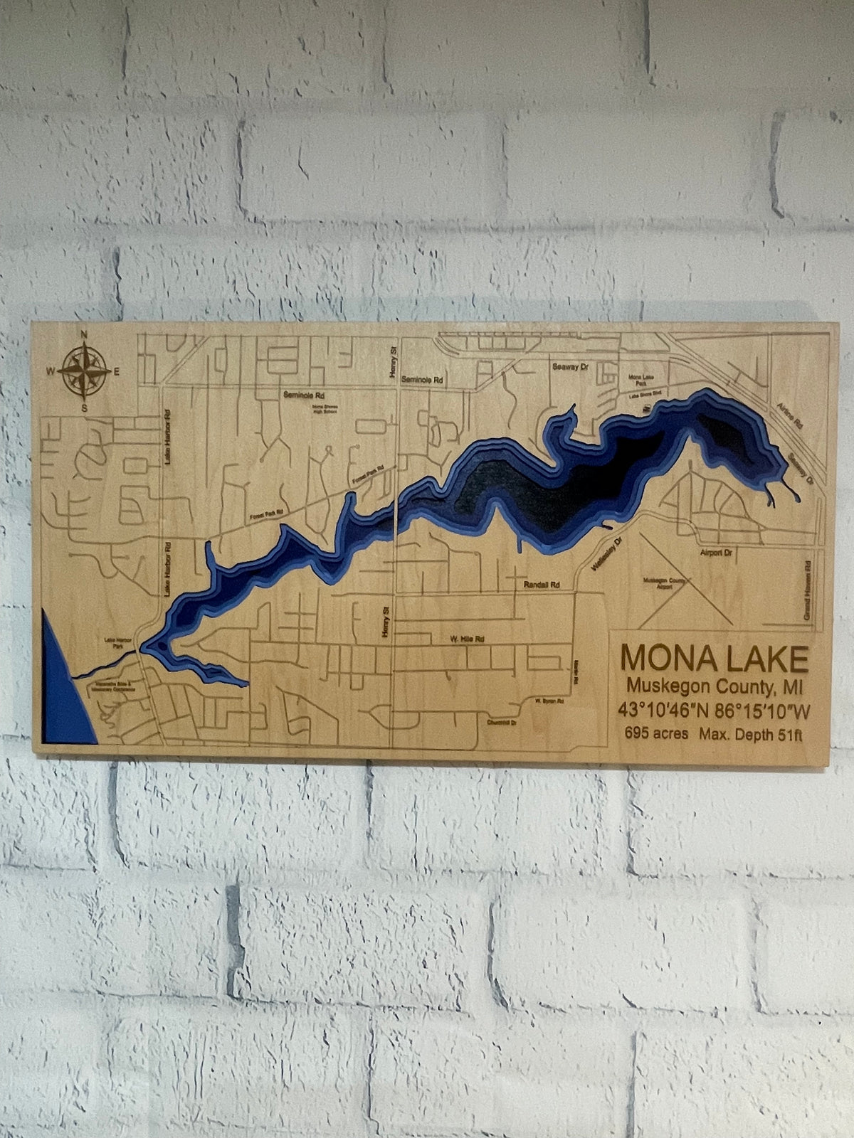 Custom 3D Wood Depth Map | Any Lake or Coastal Waterway